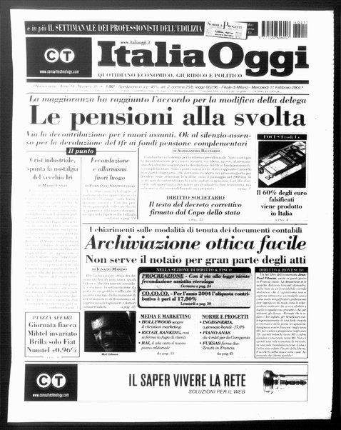 Italia oggi : quotidiano di economia finanza e politica